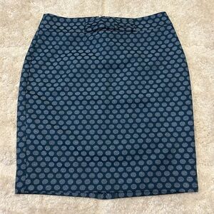 LOFT Navy Polka Dot Pencil Skirt